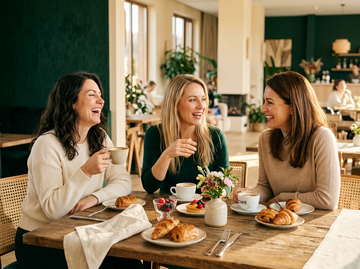 Membre ale clubului socializând la brunch